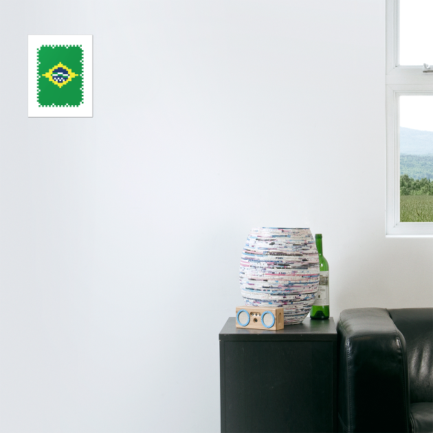 Flag of Brazil - Post Stamp - Pixels by outofthepixel